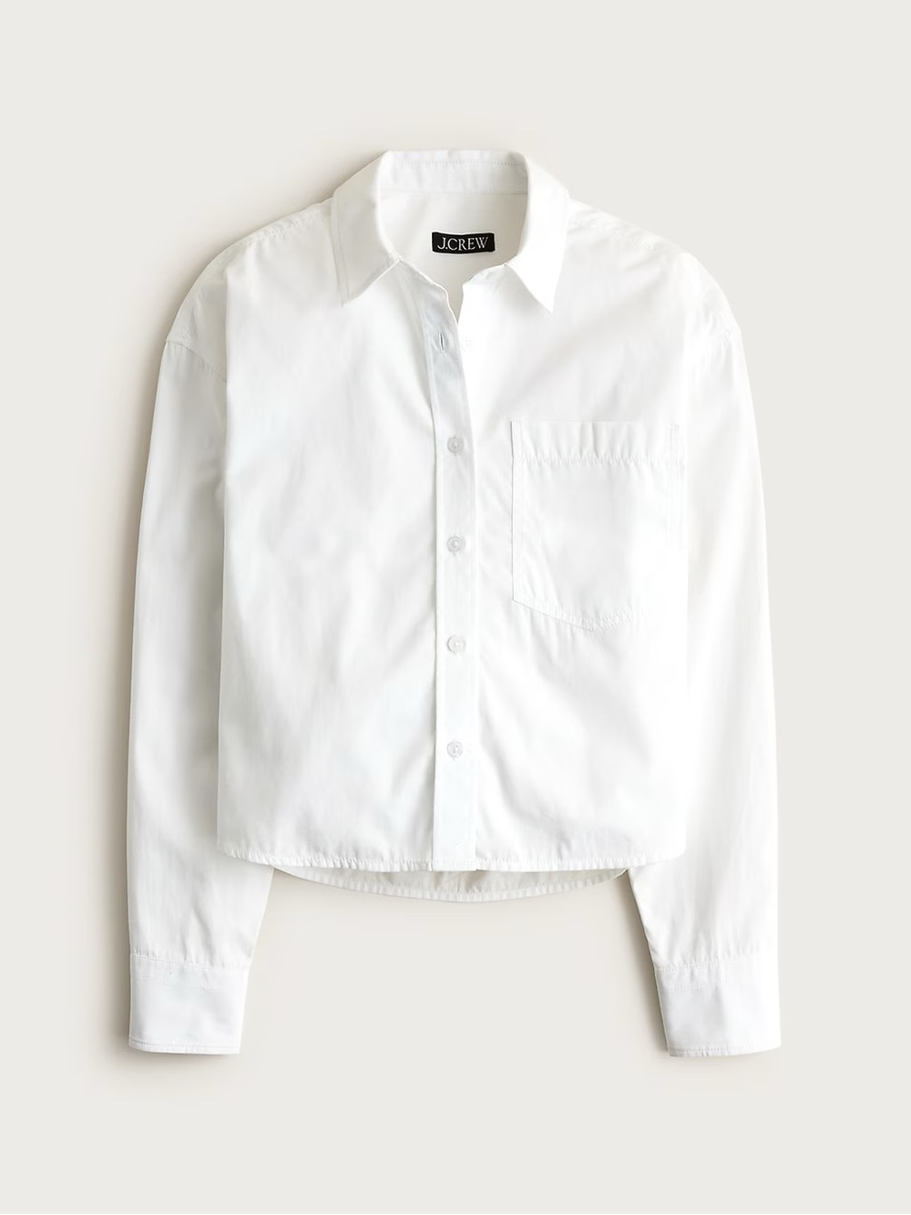 NWT J. Crew White Cotton Cropped Button-Down Shirt Size L - Picture 2 of 3